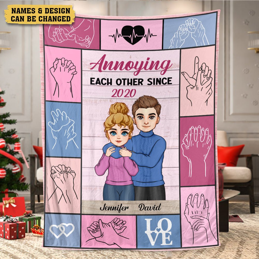 Annoying Each Other Since... Holding Hand - Personalized Blanket - Meaningful Gift For Valentine, For Couple - Giftago
