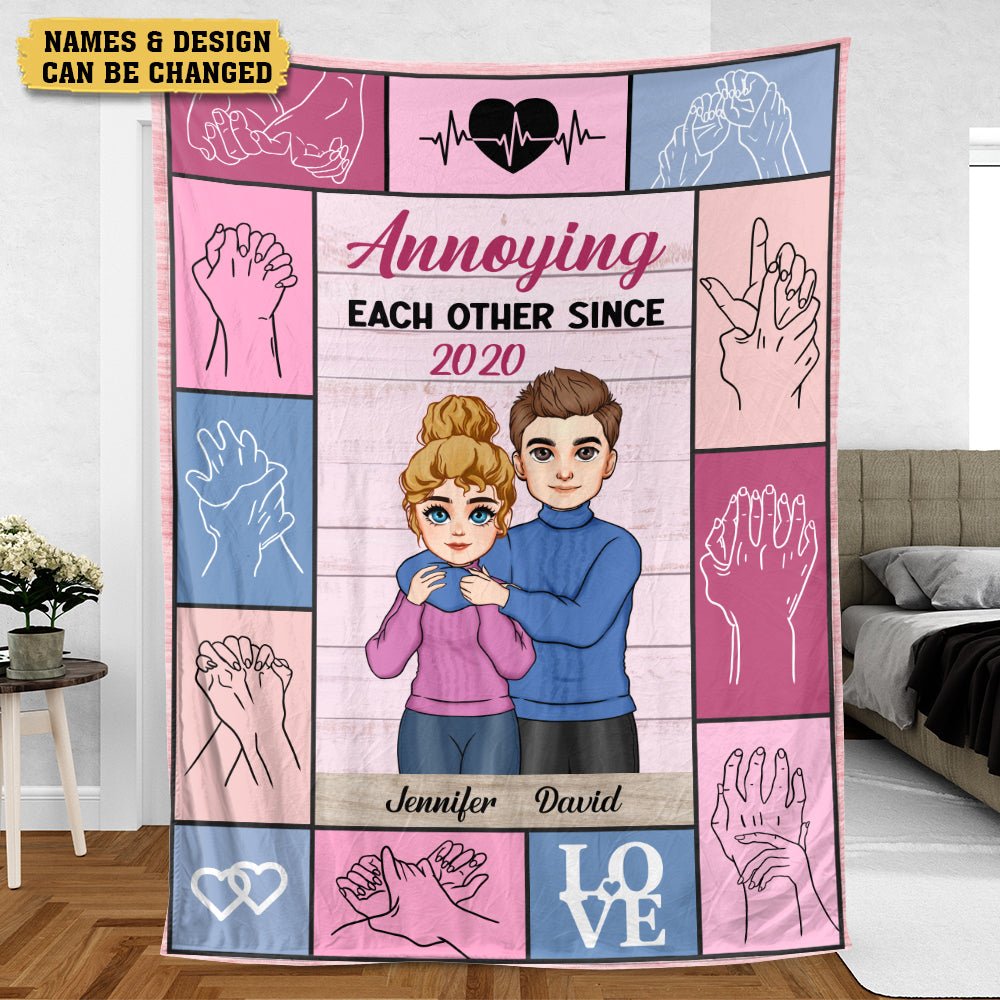 Annoying Each Other Since... Holding Hand - Personalized Blanket - Meaningful Gift For Valentine, For Couple - Giftago