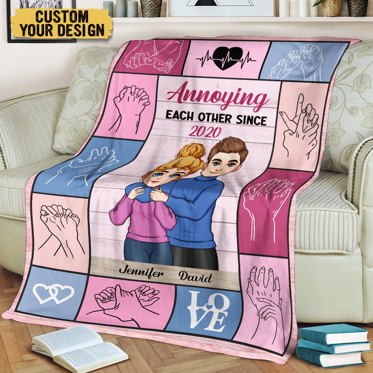 Annoying Each Other Since... Holding Hand - Personalized Blanket - Meaningful Gift For Valentine, For Couple - Giftago