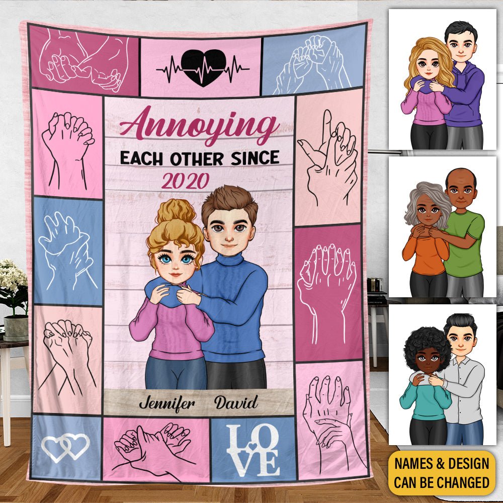 Annoying Each Other Since... Holding Hand - Personalized Blanket - Meaningful Gift For Valentine, For Couple - Giftago