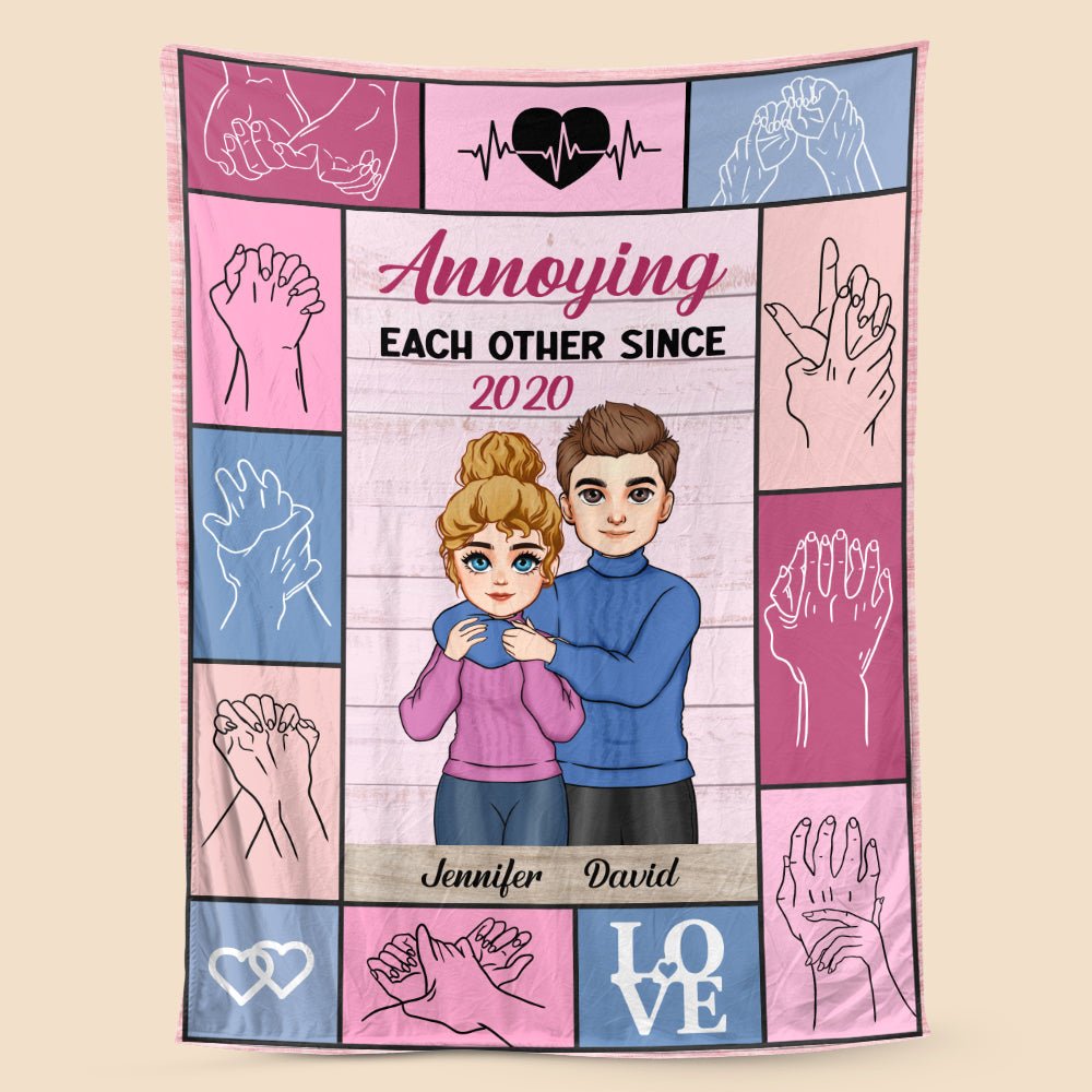 Annoying Each Other Since... Holding Hand - Personalized Blanket - Meaningful Gift For Valentine, For Couple - Giftago