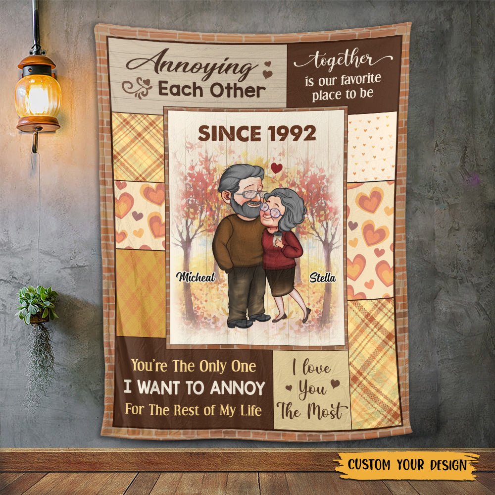 Annoying Each Other Since Old Couple - Personalized Blanket - Best Gift For Your Wife Or Husband - Giftago