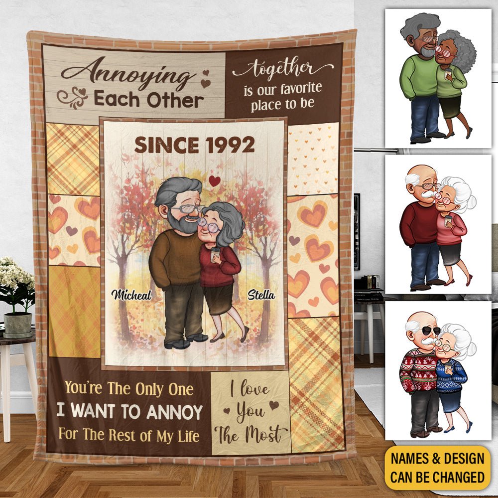 Annoying Each Other Since Old Couple - Personalized Blanket - Best Gift For Your Wife Or Husband - Giftago