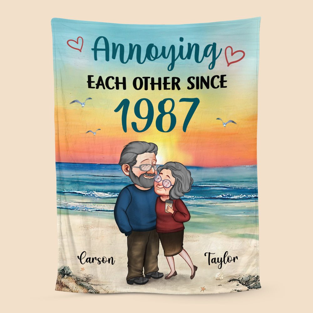Annoying Each Other Since... Old Couple - Personalized Blanket - Meaningful Gift For Valentine, For Couple - Giftago