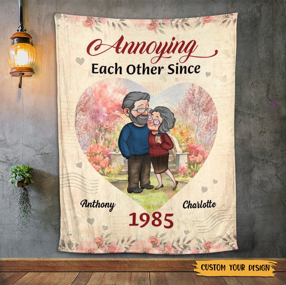 Annoying Each Other Since... Old Couple (Version 2) - Personalized Blanket - Meaningful Gift For Valentine, For Couple - Giftago