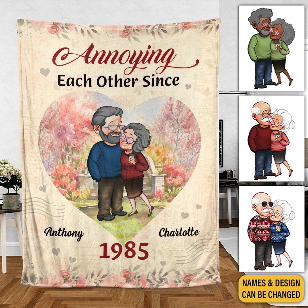 Annoying Each Other Since... Old Couple (Version 2) - Personalized Blanket - Meaningful Gift For Valentine, For Couple - Giftago