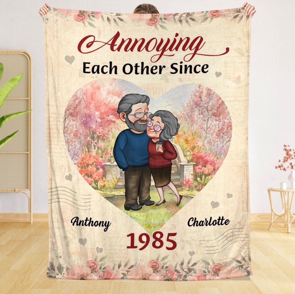 Annoying Each Other Since... Old Couple (Version 2) - Personalized Blanket - Meaningful Gift For Valentine, For Couple - Giftago