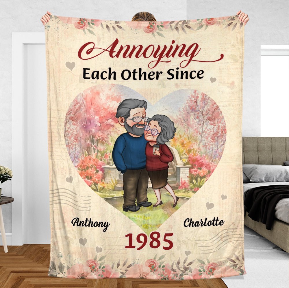 Annoying Each Other Since... Old Couple (Version 2) - Personalized Blanket - Meaningful Gift For Valentine, For Couple - Giftago