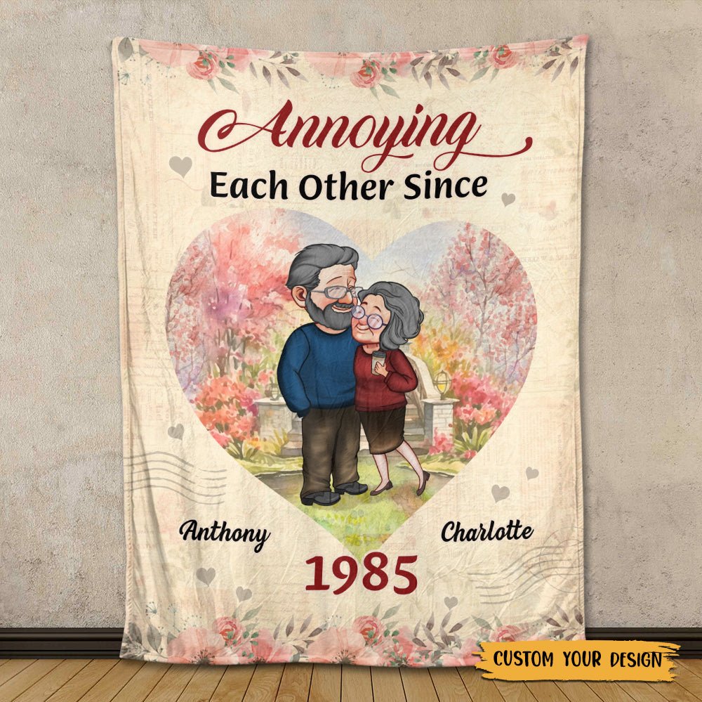 Annoying Each Other Since... Old Couple (Version 2) - Personalized Blanket - Meaningful Gift For Valentine, For Couple - Giftago