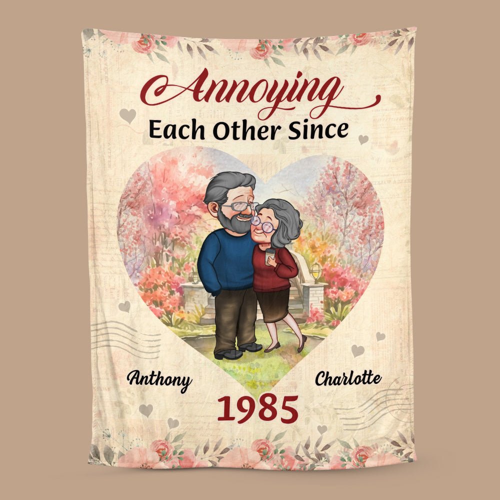 Annoying Each Other Since... Old Couple (Version 2) - Personalized Blanket - Meaningful Gift For Valentine, For Couple - Giftago