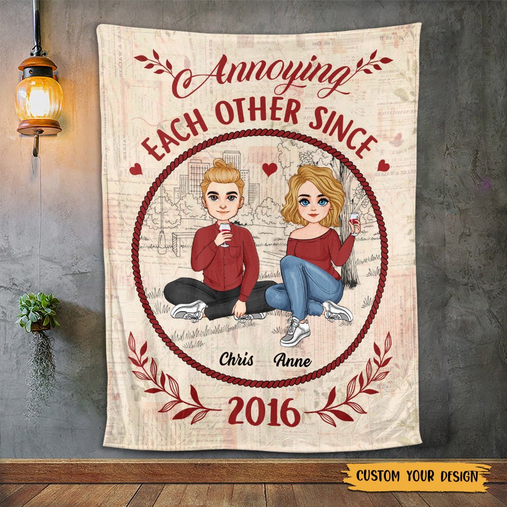 Annoying Each Other Since Vintage - Personalized Blanket - Meaningful Gift For Valentine, For Couple - Giftago
