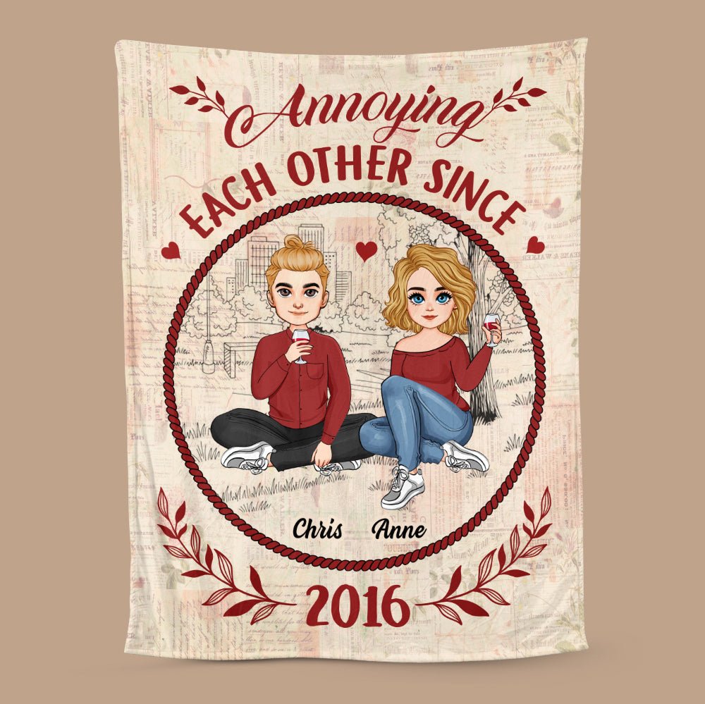 Annoying Each Other Since Vintage - Personalized Blanket - Meaningful Gift For Valentine, For Couple - Giftago