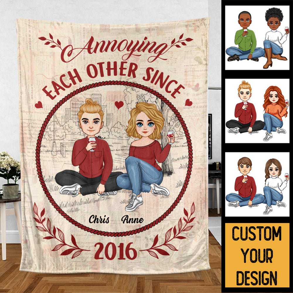 Annoying Each Other Since Vintage - Personalized Blanket - Meaningful Gift For Valentine, For Couple - Giftago