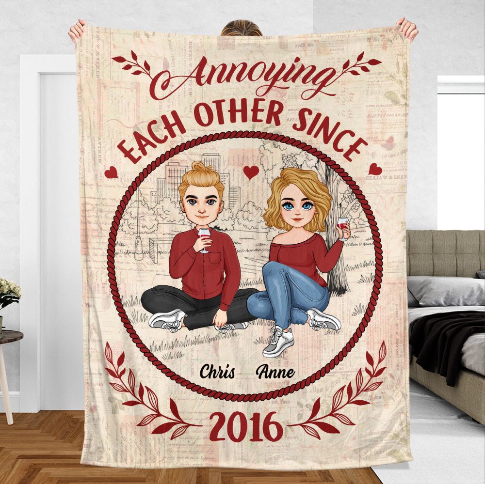 Annoying Each Other Since Vintage - Personalized Blanket - Meaningful Gift For Valentine, For Couple - Giftago