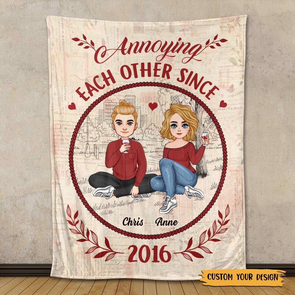 Annoying Each Other Since Vintage - Personalized Blanket - Meaningful Gift For Valentine, For Couple - Giftago