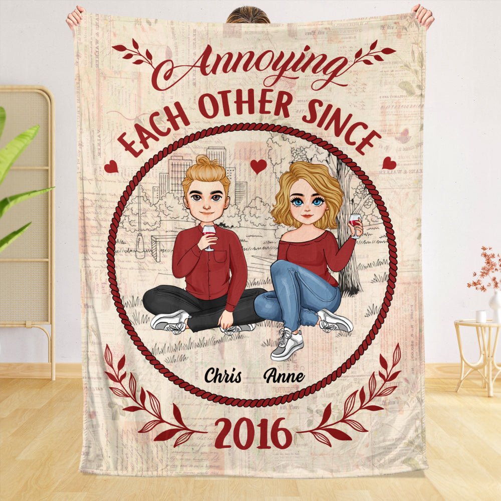 Annoying Each Other Since Vintage - Personalized Blanket - Meaningful Gift For Valentine, For Couple - Giftago