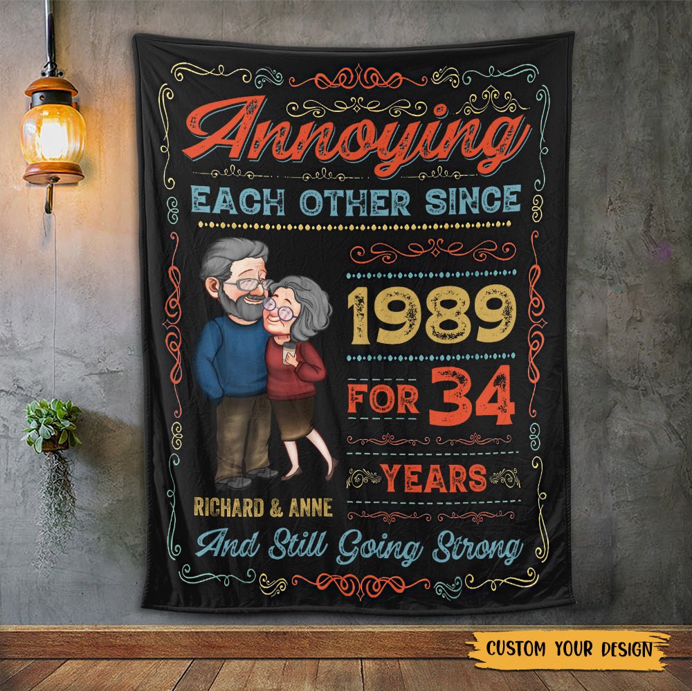 Annoying Each Other Vintage Old Couple - Personalized Blanket - Meaningful Gift For Valentine, For Couple - Giftago