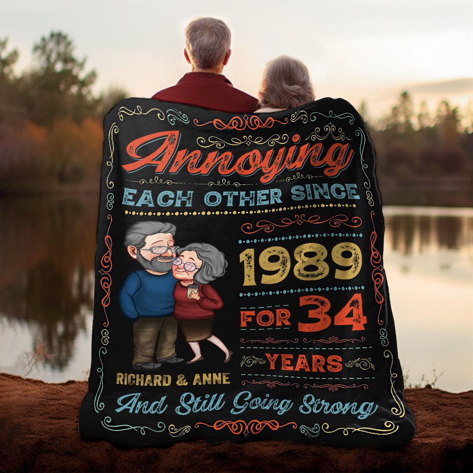Annoying Each Other Vintage Old Couple - Personalized Blanket - Meaningful Gift For Valentine, For Couple - Giftago