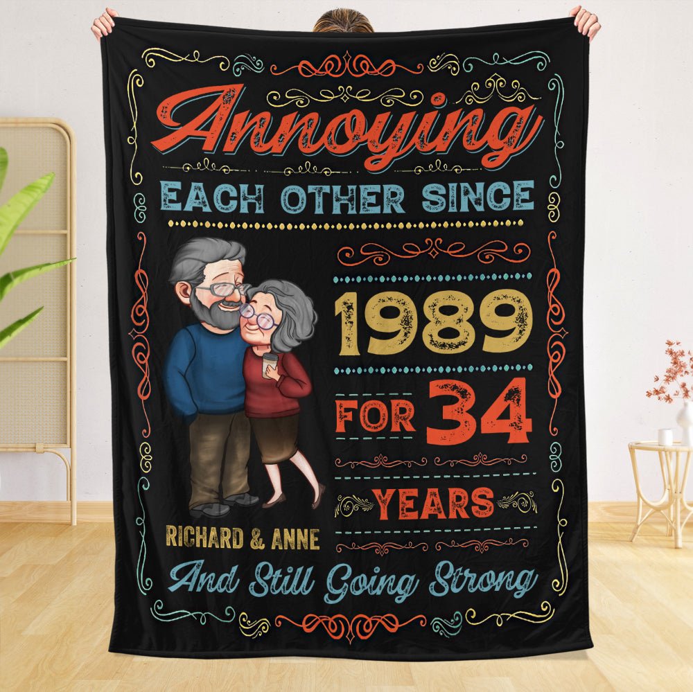 Annoying Each Other Vintage Old Couple - Personalized Blanket - Meaningful Gift For Valentine, For Couple - Giftago