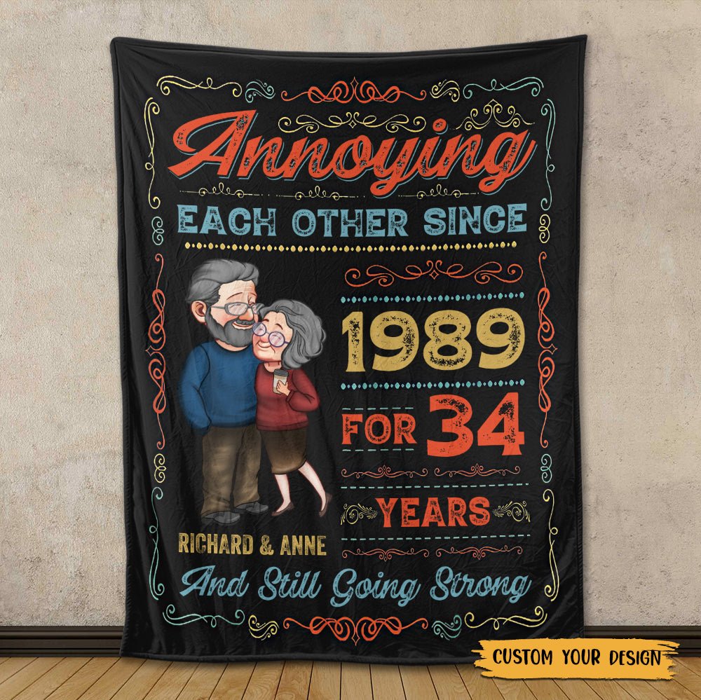 Annoying Each Other Vintage Old Couple - Personalized Blanket - Meaningful Gift For Valentine, For Couple - Giftago
