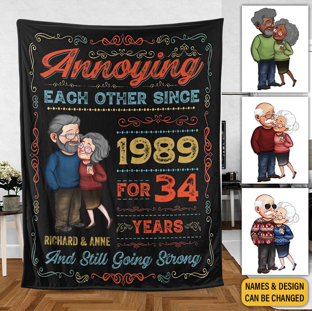 Annoying Each Other Vintage Old Couple - Personalized Blanket - Meaningful Gift For Valentine, For Couple - Giftago