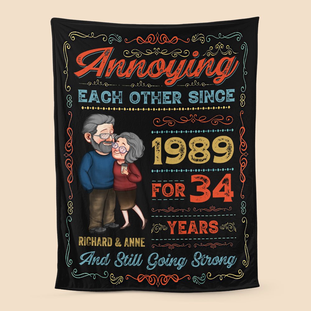 Annoying Each Other Vintage Old Couple - Personalized Blanket - Meaningful Gift For Valentine, For Couple - Giftago
