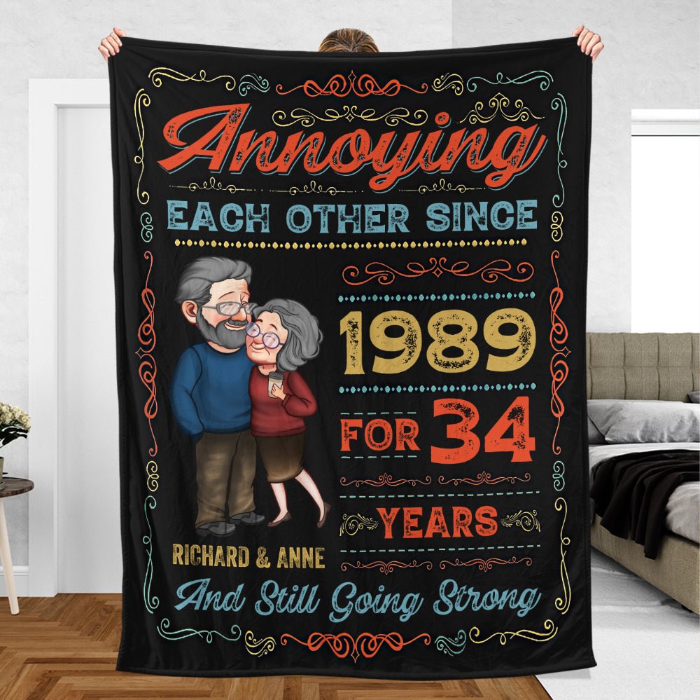Annoying Each Other Vintage Old Couple - Personalized Blanket - Meaningful Gift For Valentine, For Couple - Giftago