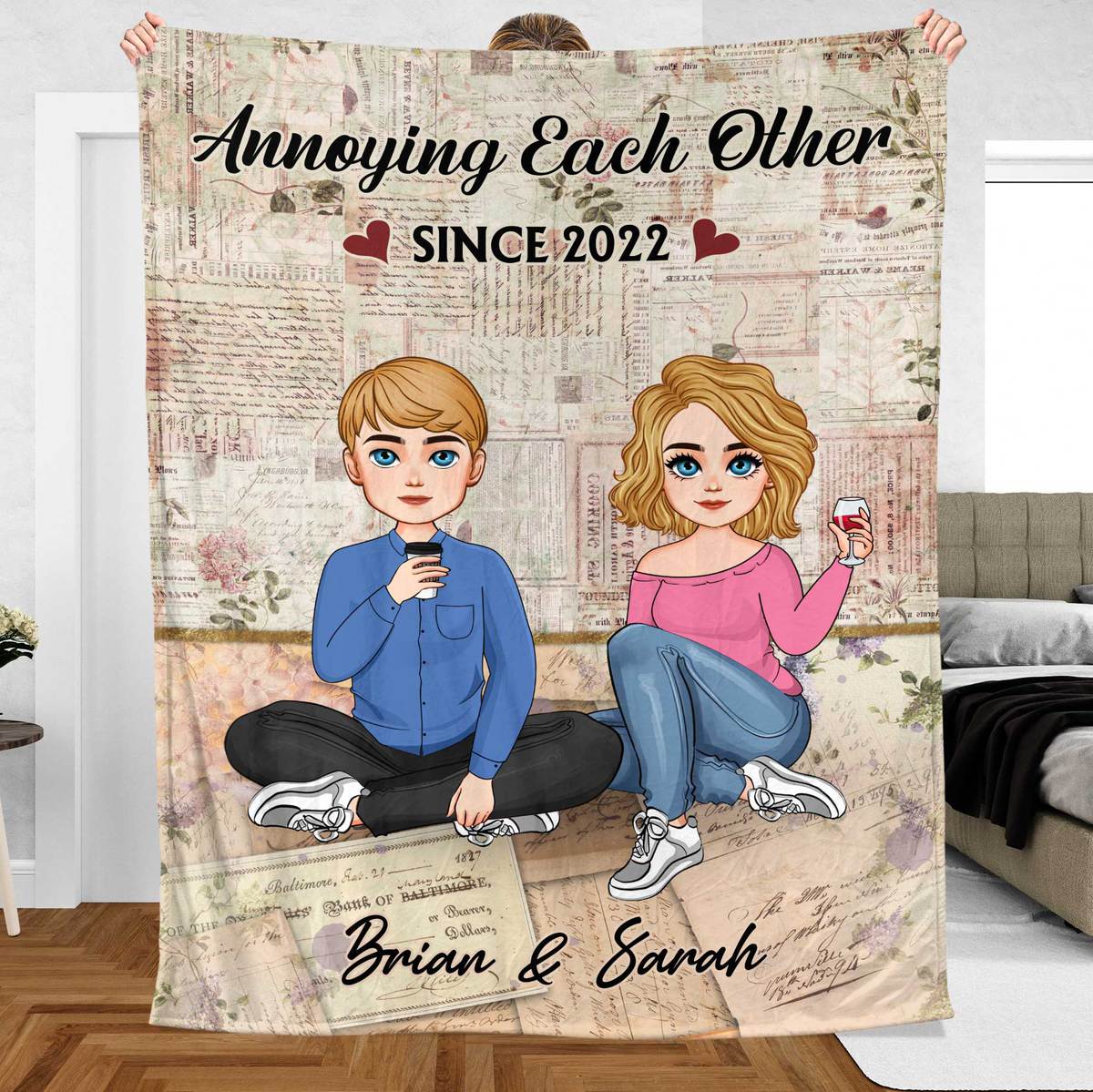 Annoying Each Other Vintage - Personalized Blanket - Best Gift For Couple - Giftago