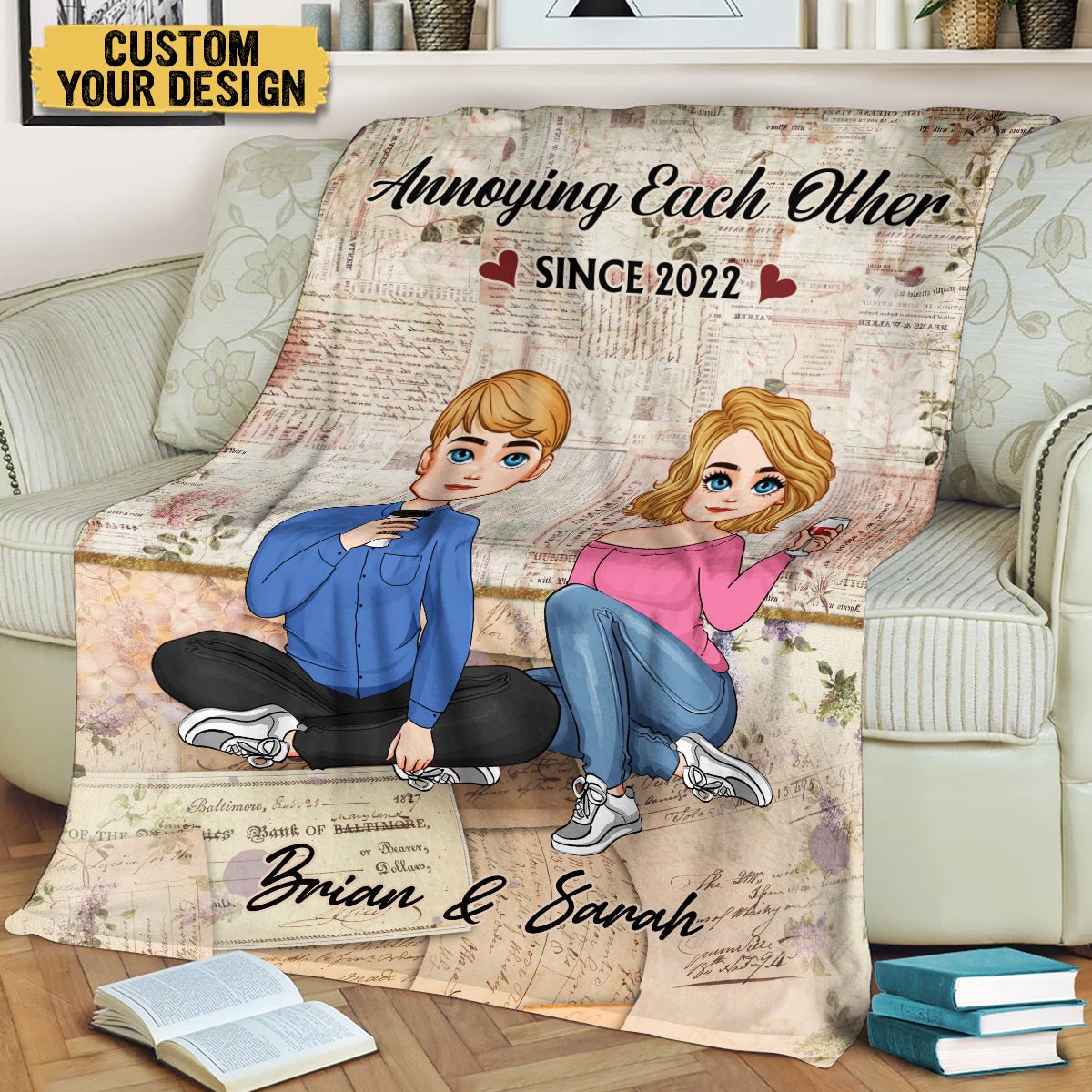 Annoying Each Other Vintage - Personalized Blanket - Best Gift For Couple - Giftago