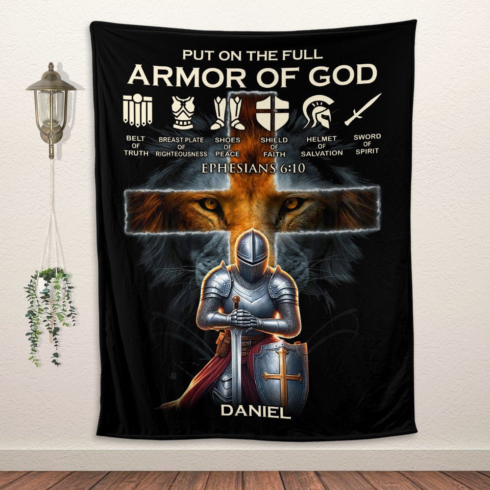 Armor Of God Lion Blanket - Personalized Blanket