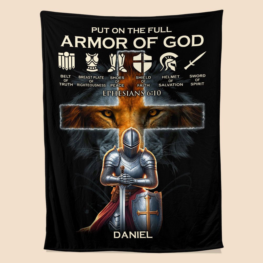 Armor Of God Lion Blanket - Personalized Blanket