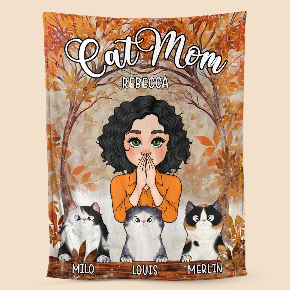 Autumn Cat Mom - Personalized Blanket - Best Gift For Cat Lovers - Giftago