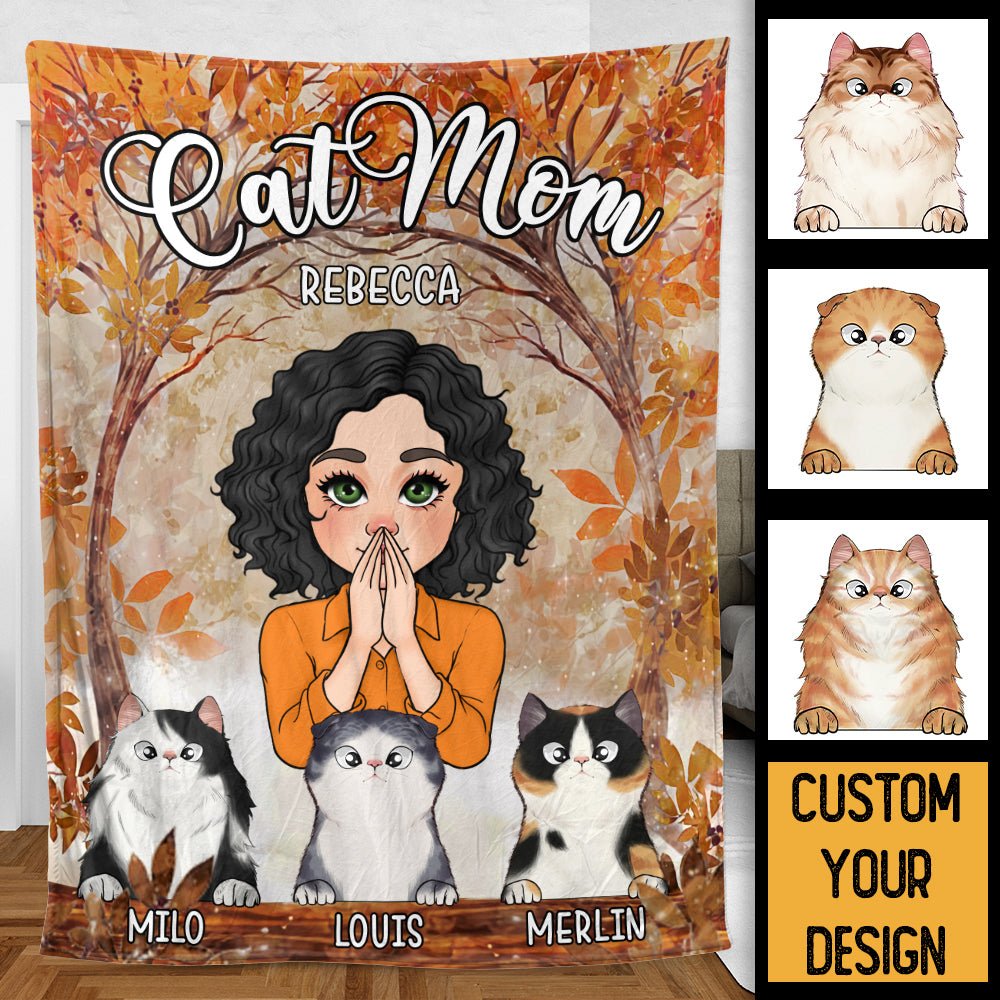 Autumn Cat Mom - Personalized Blanket - Best Gift For Cat Lovers - Giftago