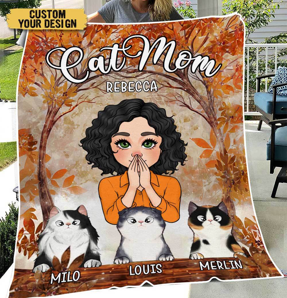 Autumn Cat Mom - Personalized Blanket - Best Gift For Cat Lovers - Giftago
