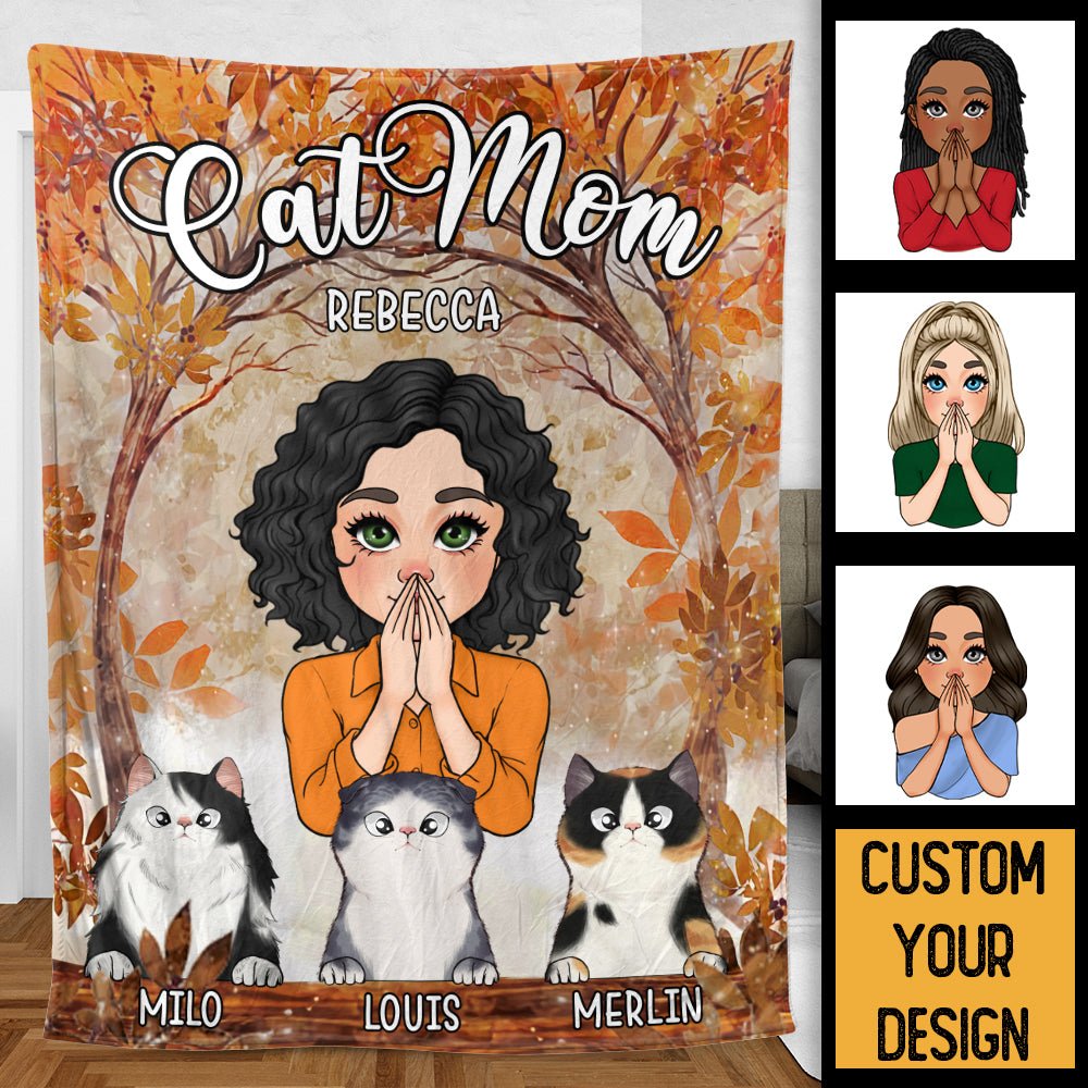 Autumn Cat Mom - Personalized Blanket - Best Gift For Cat Lovers - Giftago