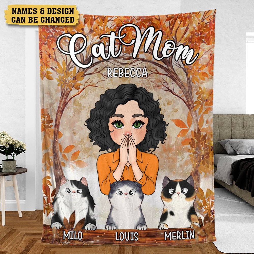 Autumn Cat Mom - Personalized Blanket - Best Gift For Cat Lovers - Giftago