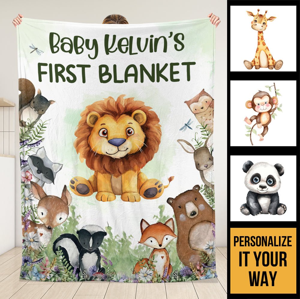 Baby Animal First Blanket - Personalized Blanket - Giftago
