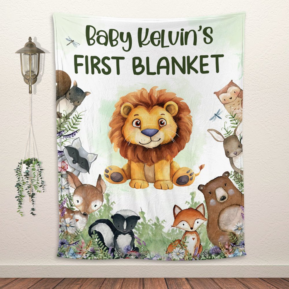 Baby Animal First Blanket - Personalized Blanket - Giftago