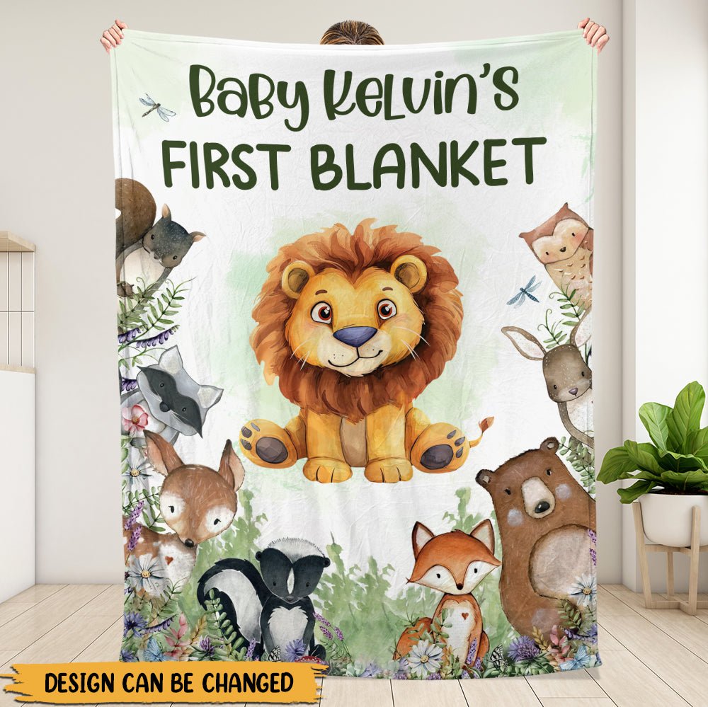Baby Animal First Blanket - Personalized Blanket - Giftago