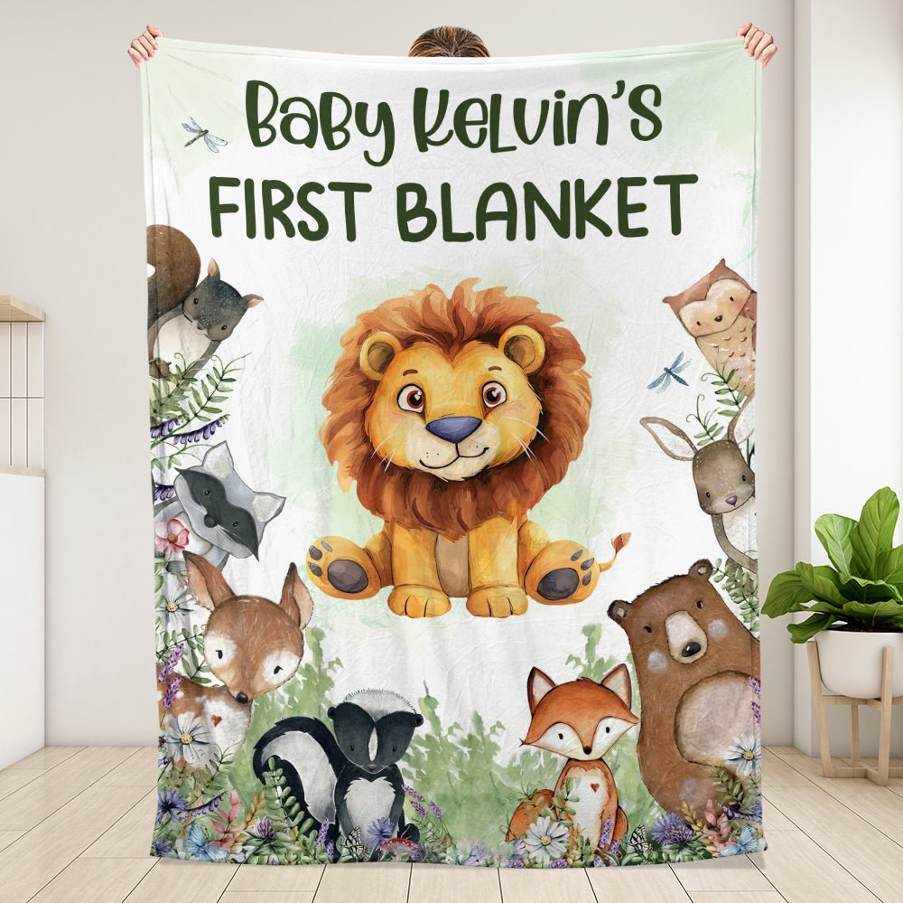 Baby Animal First Blanket - Personalized Blanket - Giftago