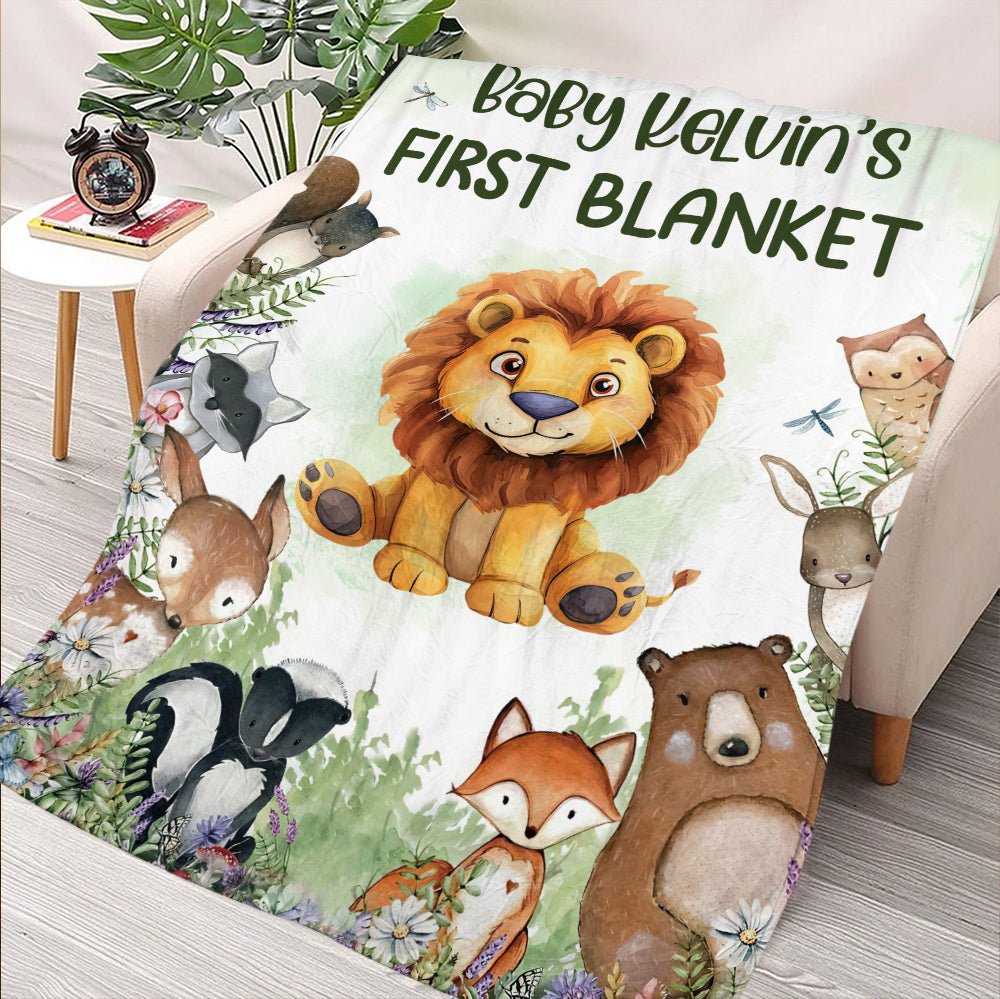 Baby Animal First Blanket - Personalized Blanket - Giftago