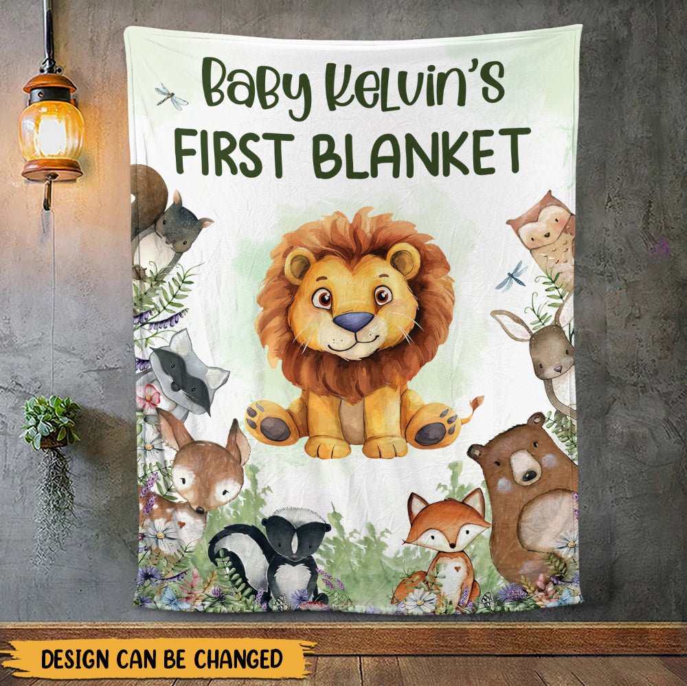 Baby Animal First Blanket - Personalized Blanket - Giftago