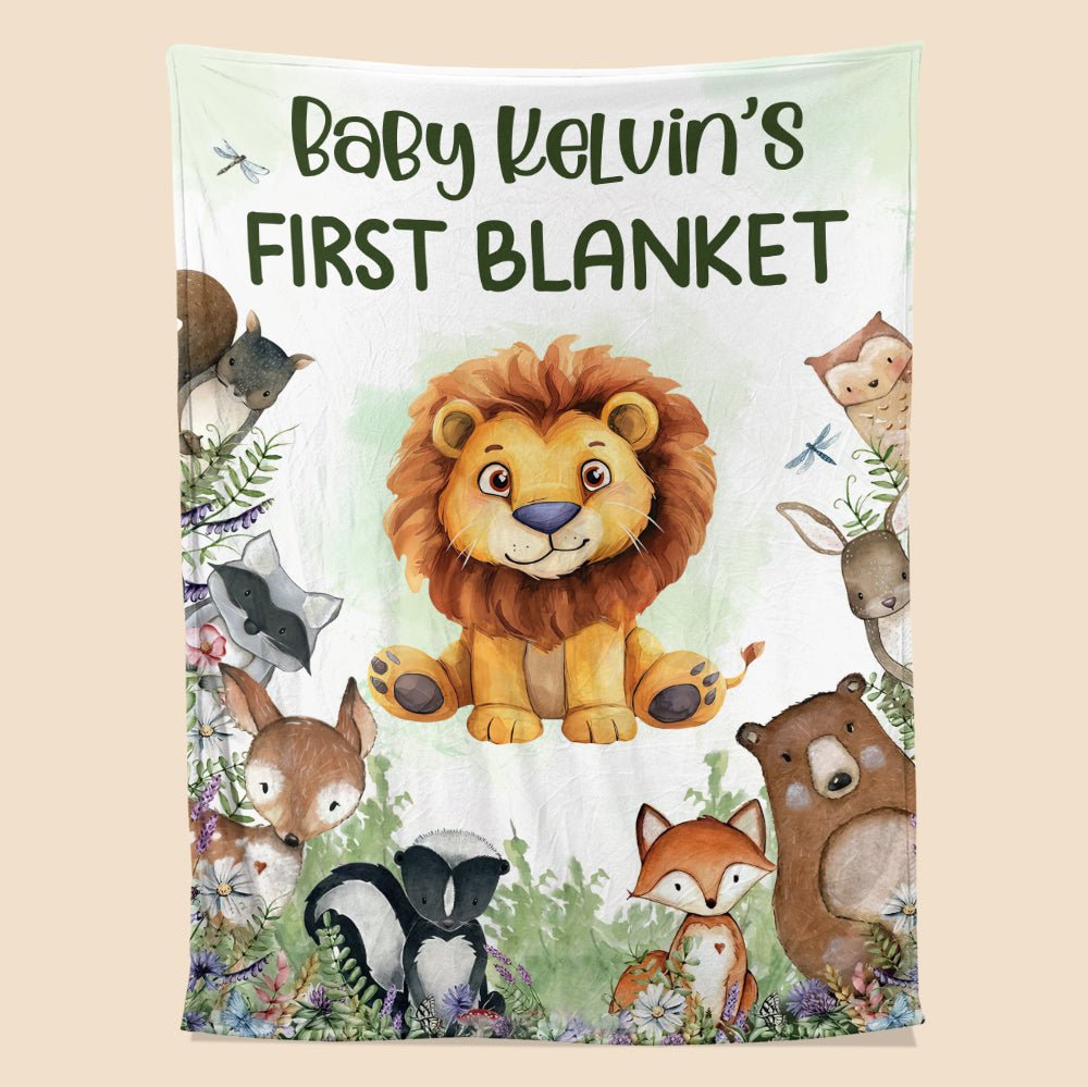 Baby Animal First Blanket - Personalized Blanket - Giftago