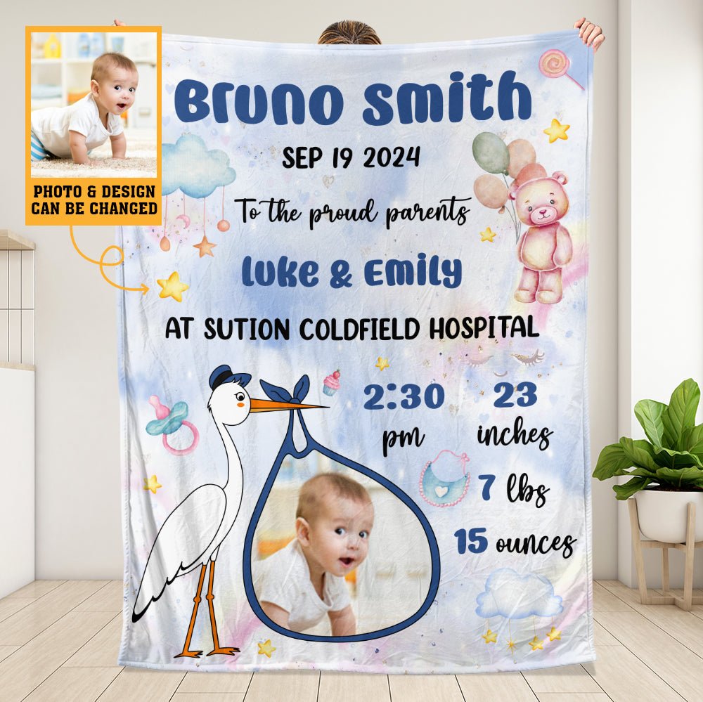 Baby Birth Announcement Blanket - Personalized Blanket - Giftago