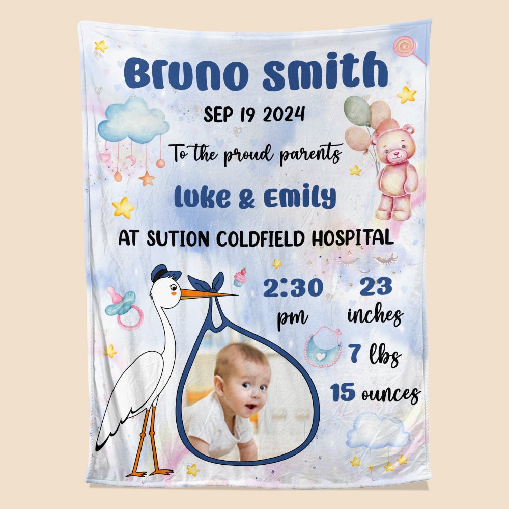 Baby Birth Announcement Blanket - Personalized Blanket - Giftago