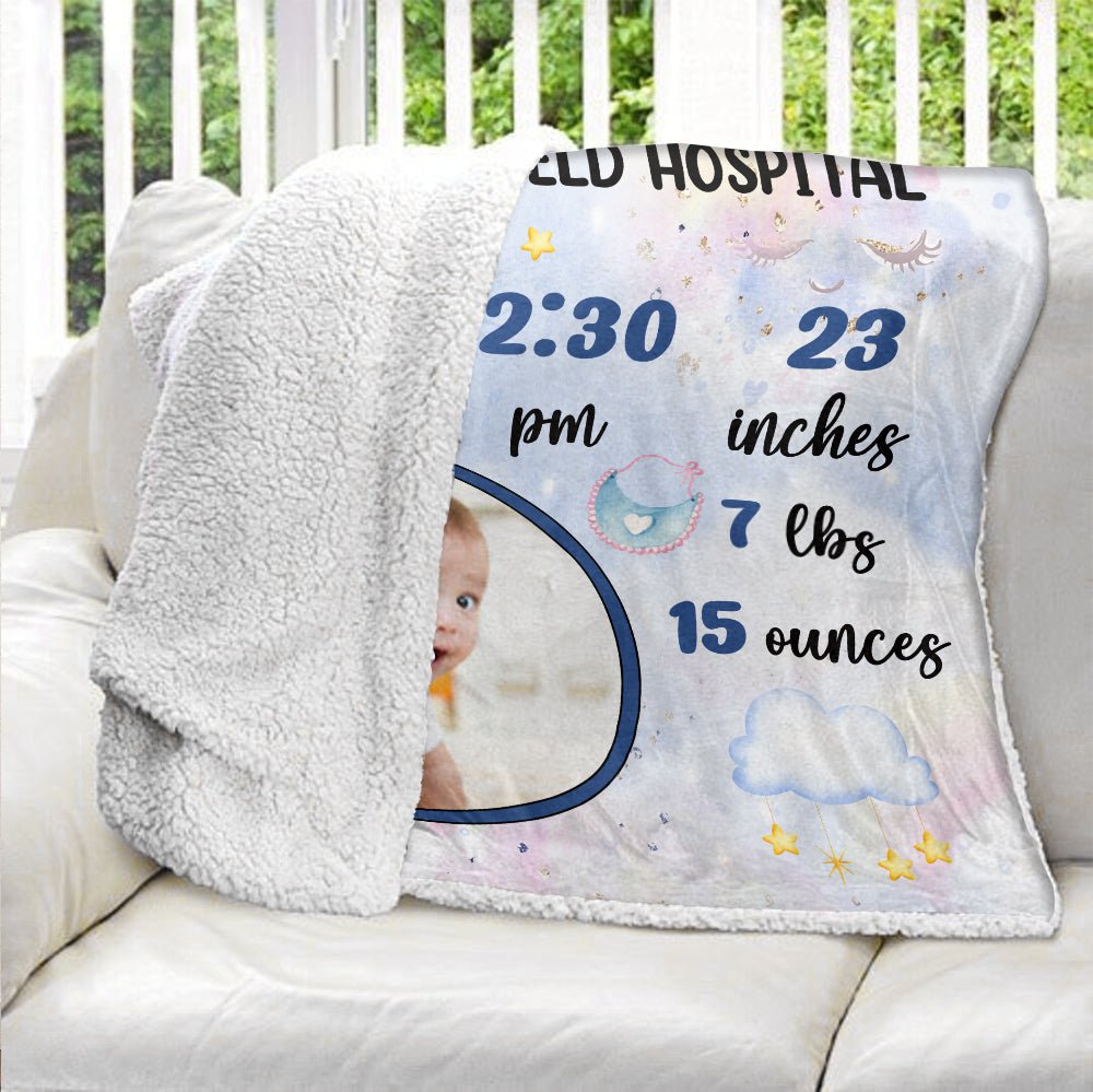 Baby Birth Announcement Blanket - Personalized Blanket - Giftago