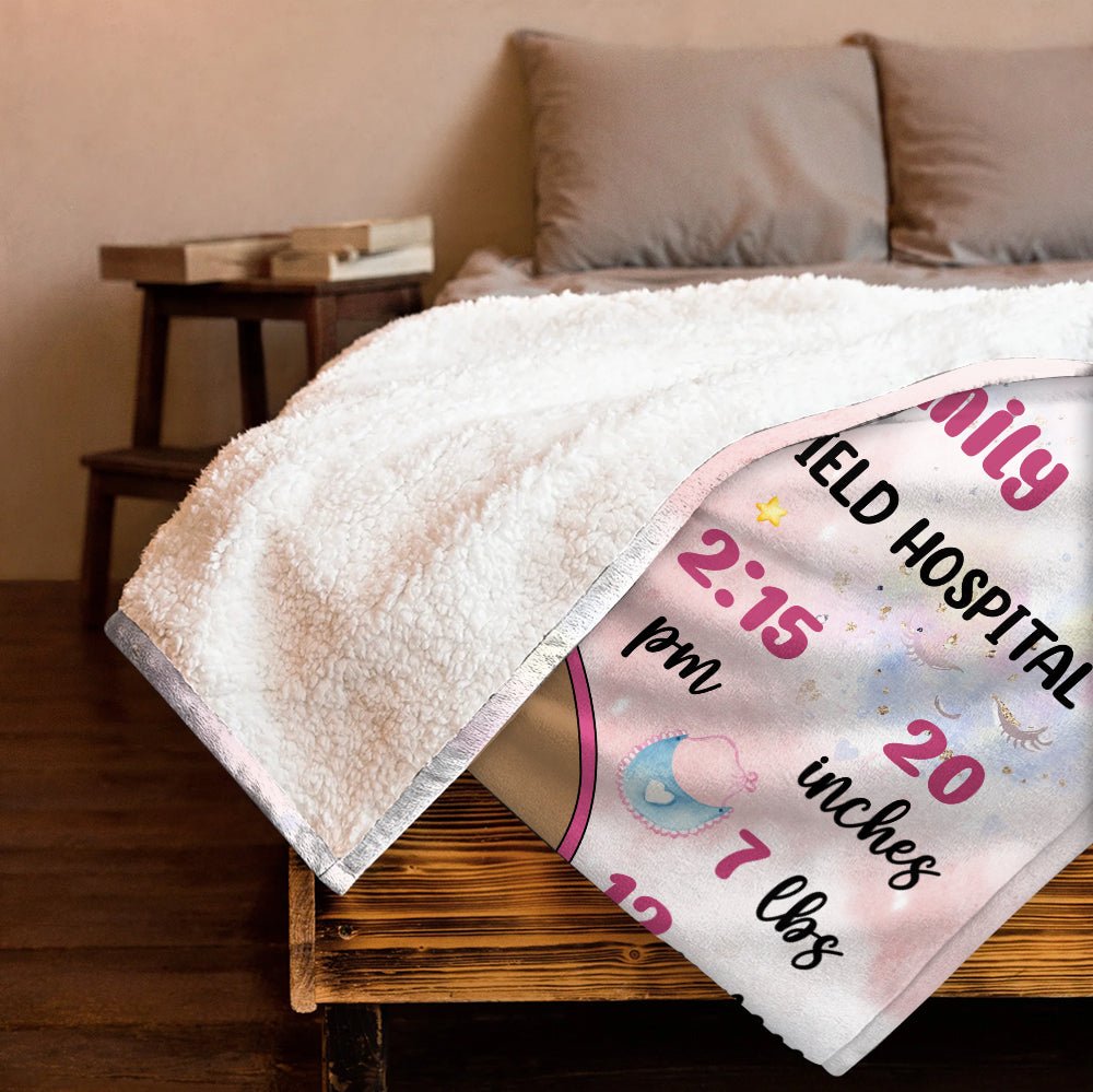 Baby Birth Announcement Blanket - Personalized Blanket - Giftago