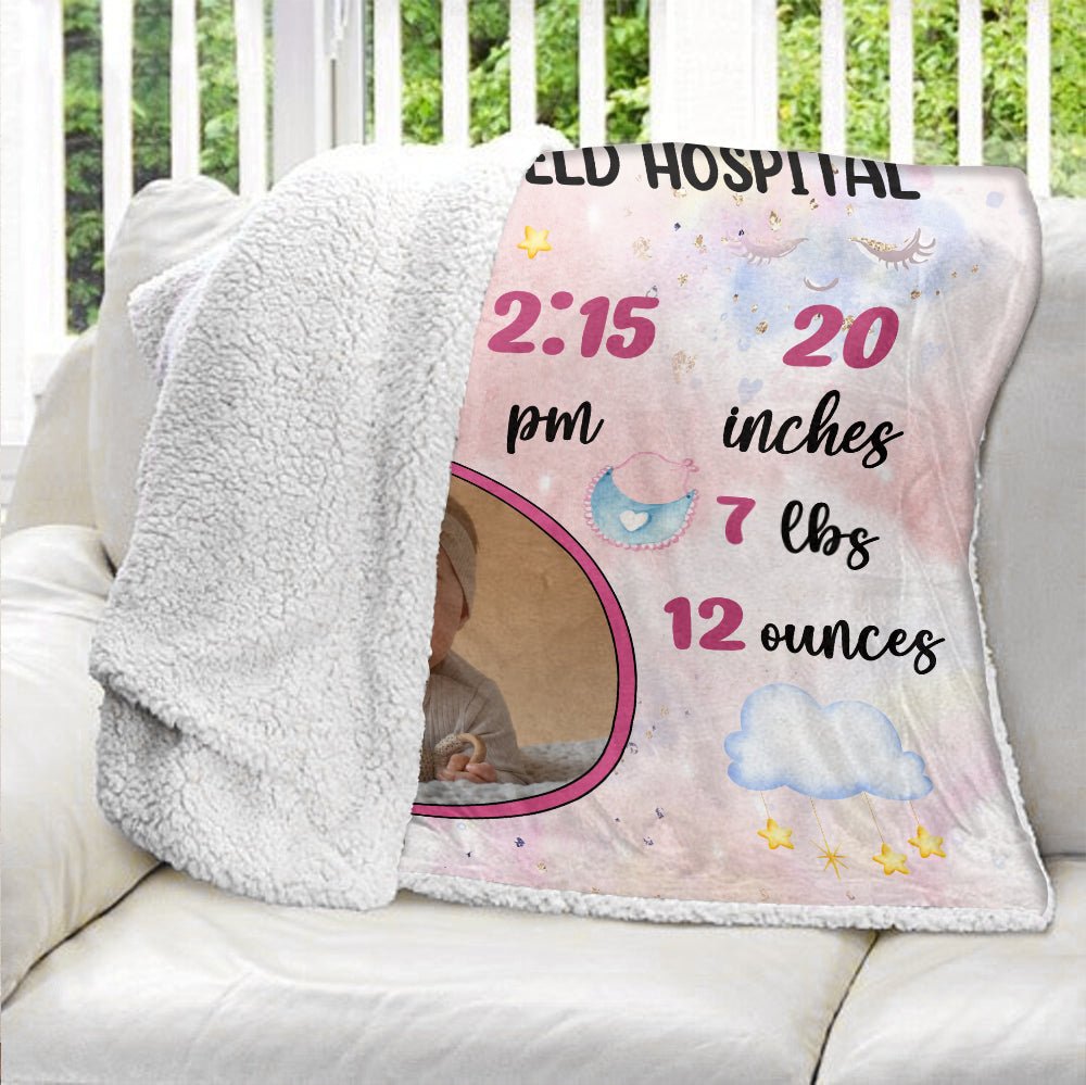 Baby Birth Announcement Blanket - Personalized Blanket - Giftago