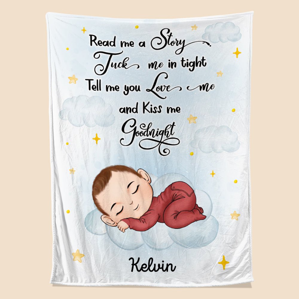 Baby Kiss Me Goodnight - Personalized Blanket - Giftago