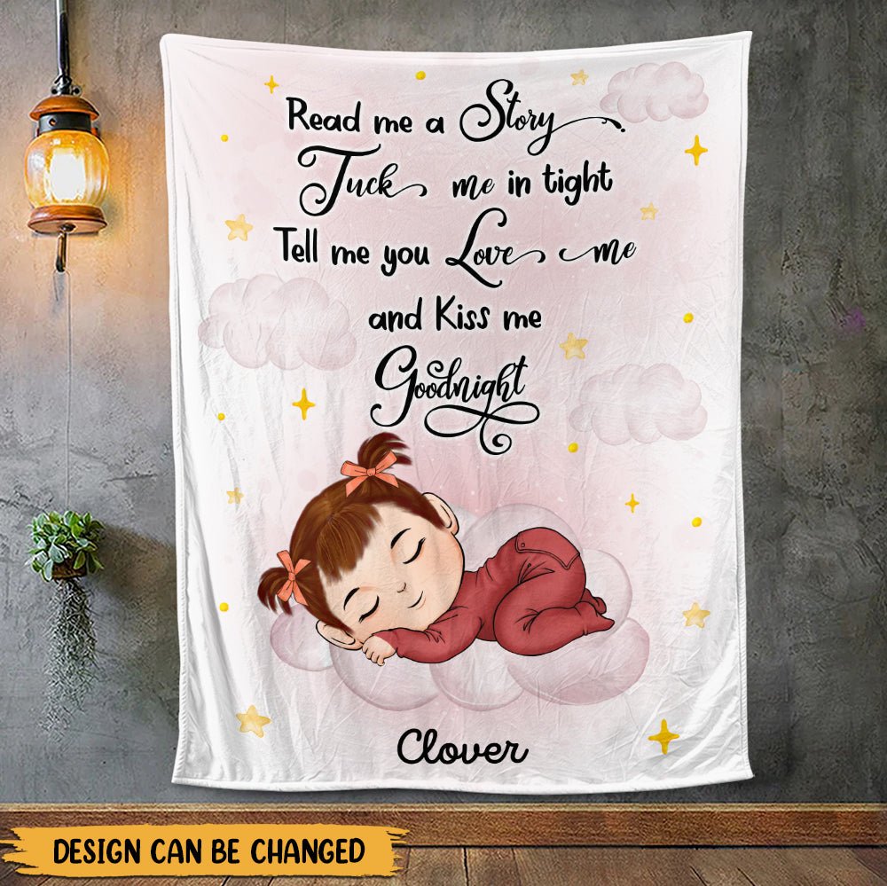 Baby Kiss Me Goodnight - Personalized Blanket - Giftago